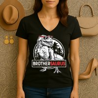 Brothersaurus T rex Dinosaur Brother Saurus Family Matching Women's V-Neck T-Shirt