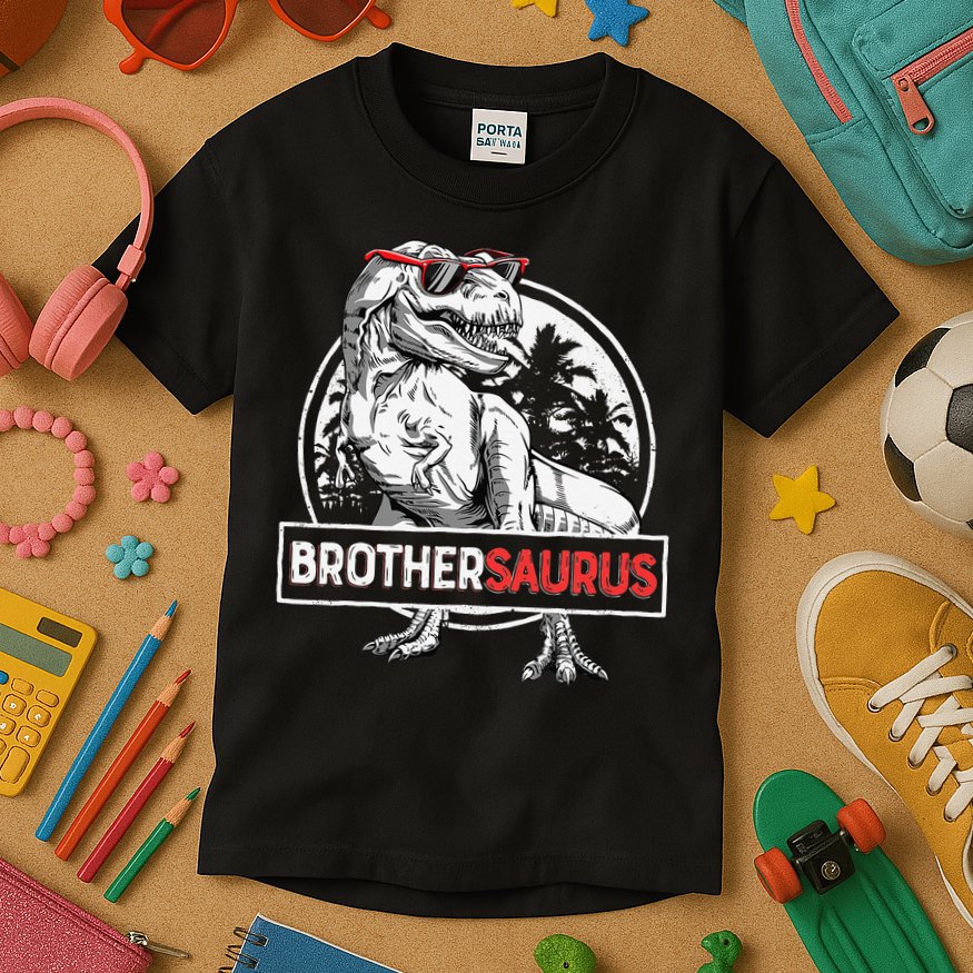 Brothersaurus T rex Dinosaur Brother Saurus Family Matching Kids T-Shirt