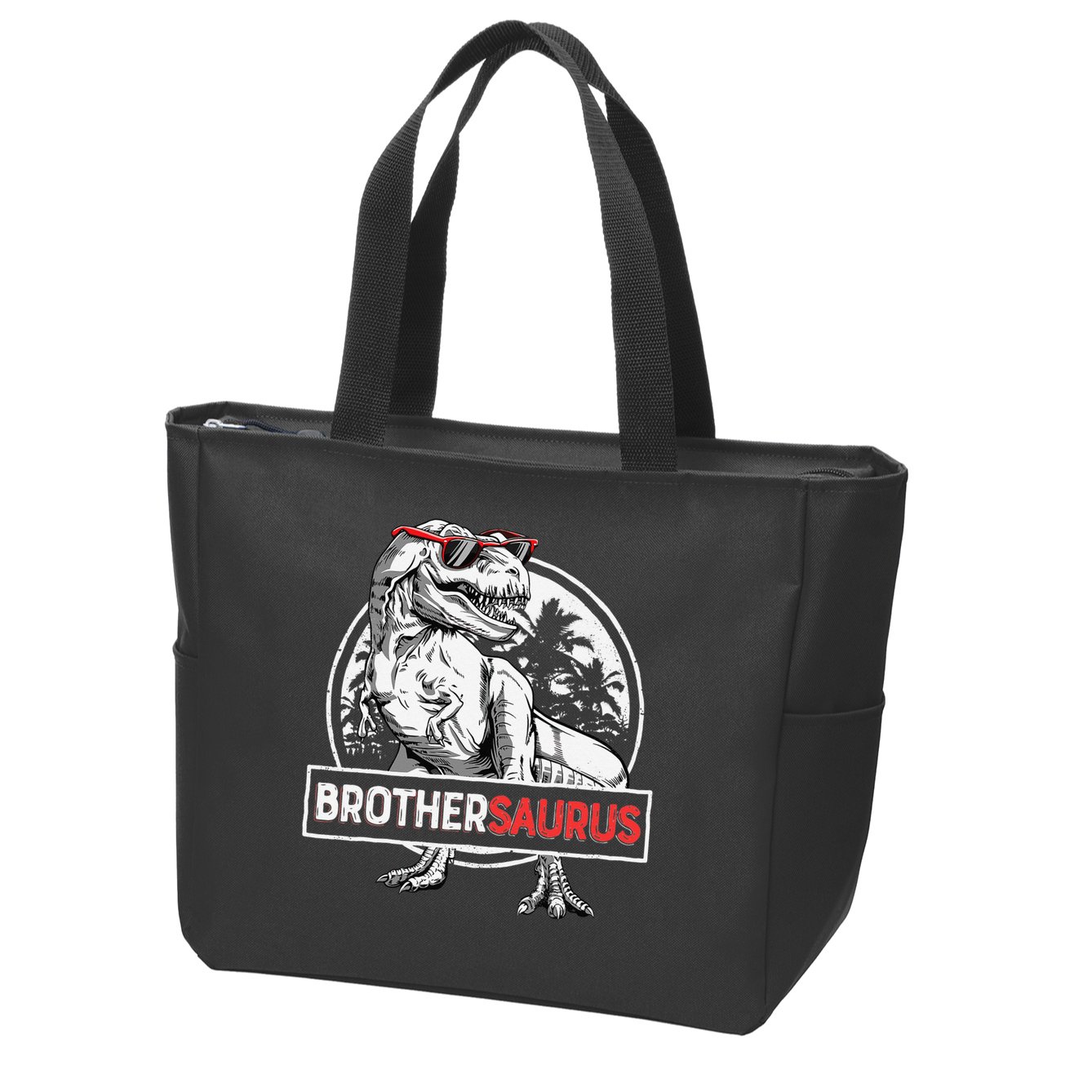 Brothersaurus T rex Dinosaur Brother Saurus Family Matching Zip Tote Bag