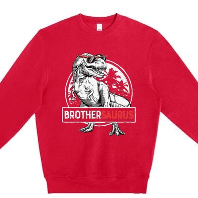 Brothersaurus T rex Dinosaur Brother Saurus Family Matching Premium Crewneck Sweatshirt