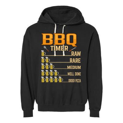 BBQ Timer Raw Rare Medium Well Done Grill Lovers Garment-Dyed Fleece Hoodie