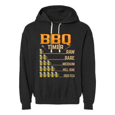 BBQ Timer Raw Rare Medium Well Done Grill Lovers Garment-Dyed Fleece Hoodie