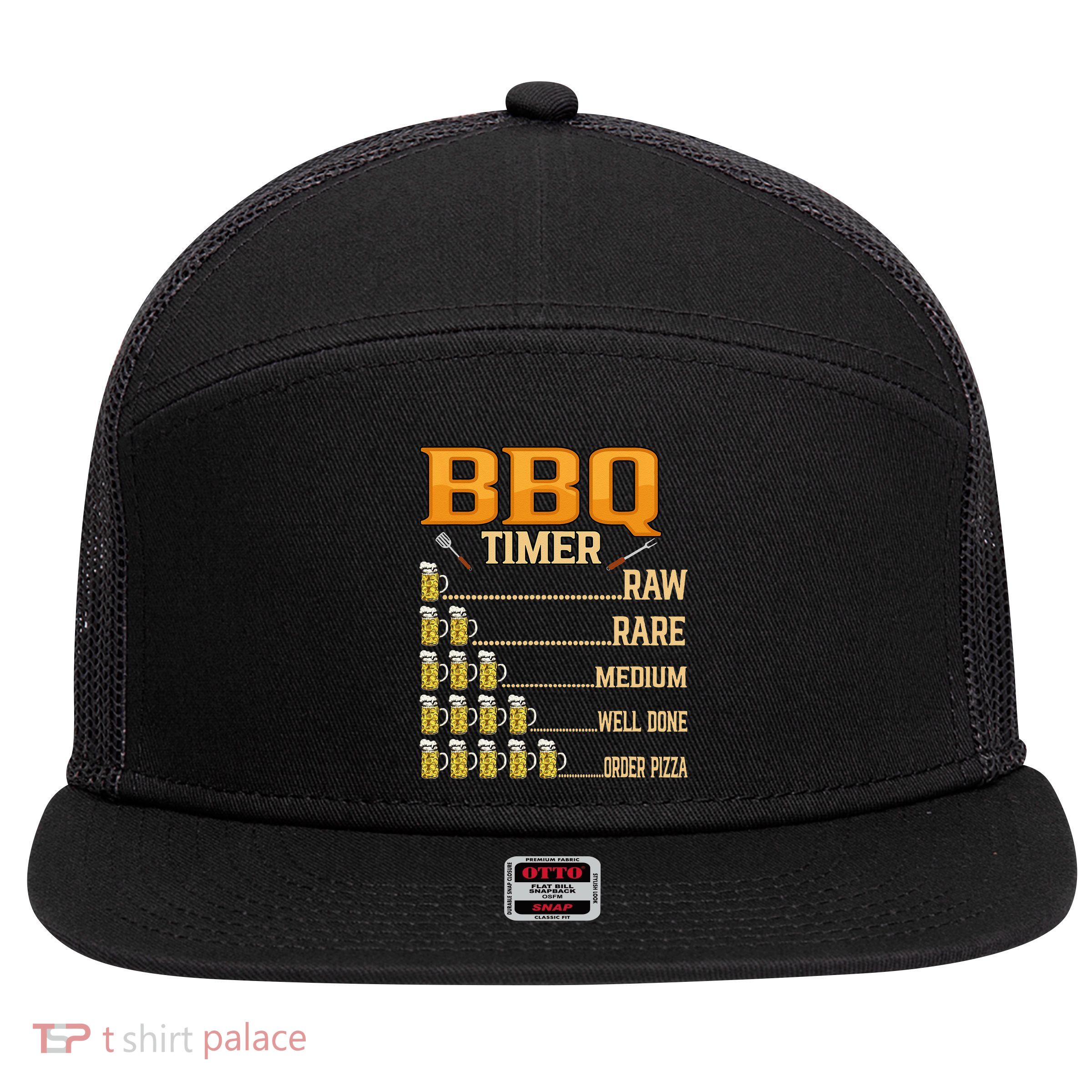BBQ Timer Raw Rare Medium Well Done Grill Lovers 7 Panel Mesh Trucker Snapback Hat
