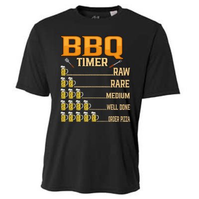 BBQ Timer Raw Rare Medium Well Done Grill Lovers Cooling Performance Crew T-Shirt