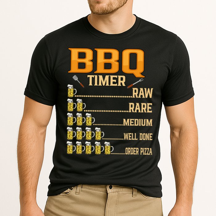 BBQ Timer Raw Rare Medium Well Done Grill Lovers Cooling Performance Crew T-Shirt