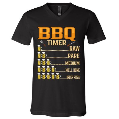 BBQ Timer Raw Rare Medium Well Done Grill Lovers V-Neck T-Shirt