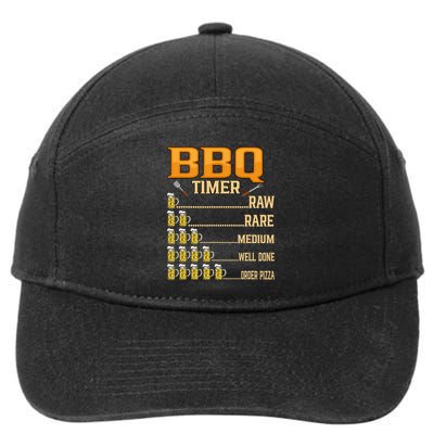 BBQ Timer Raw Rare Medium Well Done Grill Lovers 7-Panel Snapback Hat