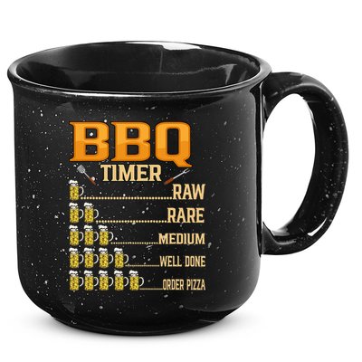 BBQ Timer Raw Rare Medium Well Done Grill Lovers 15oz Campfire Ceramic Mug