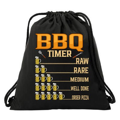 BBQ Timer Raw Rare Medium Well Done Grill Lovers Drawstring Bag