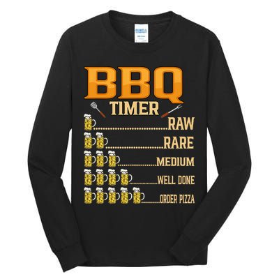 BBQ Timer Raw Rare Medium Well Done Grill Lovers Tall Long Sleeve T-Shirt
