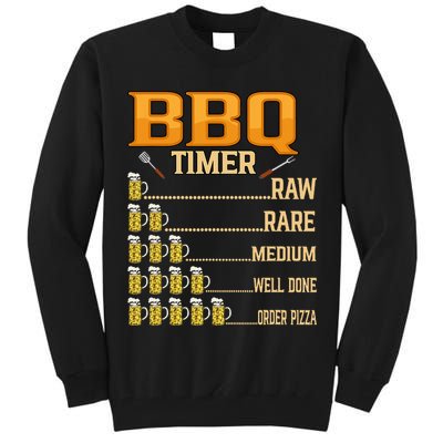 BBQ Timer Raw Rare Medium Well Done Grill Lovers Tall Sweatshirt