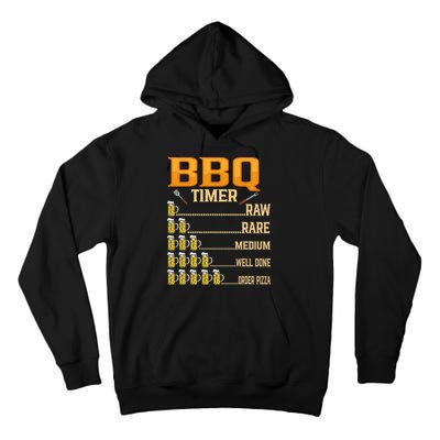 BBQ Timer Raw Rare Medium Well Done Grill Lovers Tall Hoodie