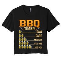 BBQ Timer Raw Rare Medium Well Done Grill Lovers Women's Crop Top Tee