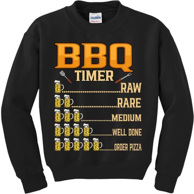 BBQ Timer Raw Rare Medium Well Done Grill Lovers Kids Sweatshirt