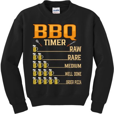 BBQ Timer Raw Rare Medium Well Done Grill Lovers Kids Sweatshirt