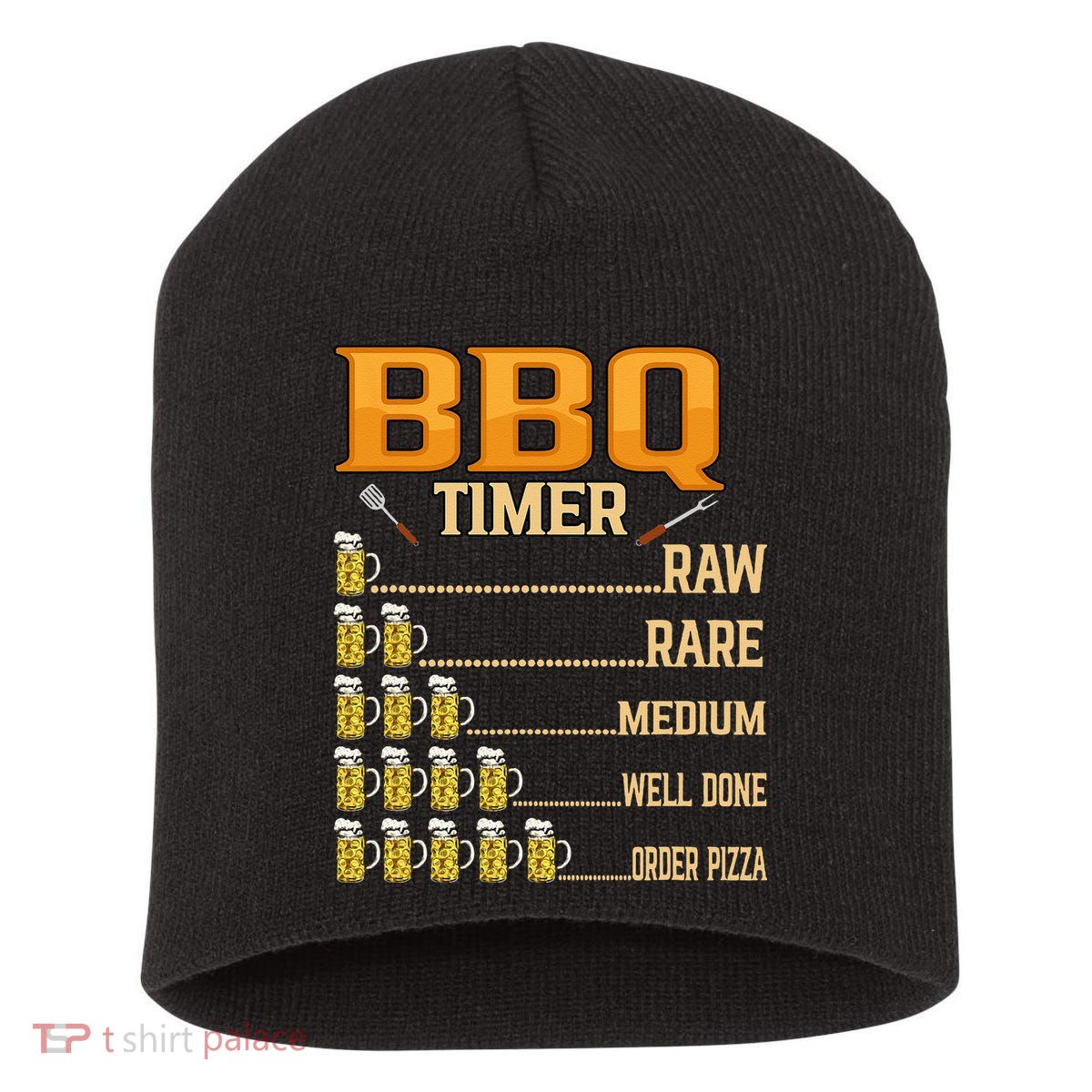 BBQ Timer Raw Rare Medium Well Done Grill Lovers Short Acrylic Beanie