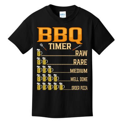 BBQ Timer Raw Rare Medium Well Done Grill Lovers Kids T-Shirt