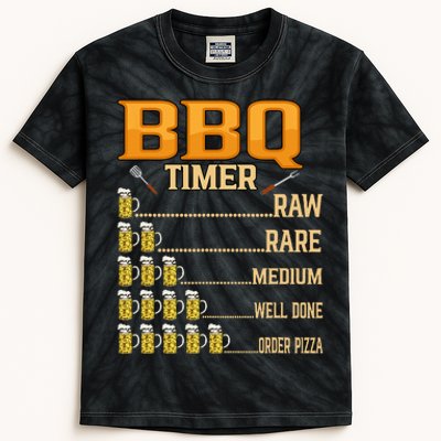 BBQ Timer Raw Rare Medium Well Done Grill Lovers Kids Tie-Dye T-Shirt