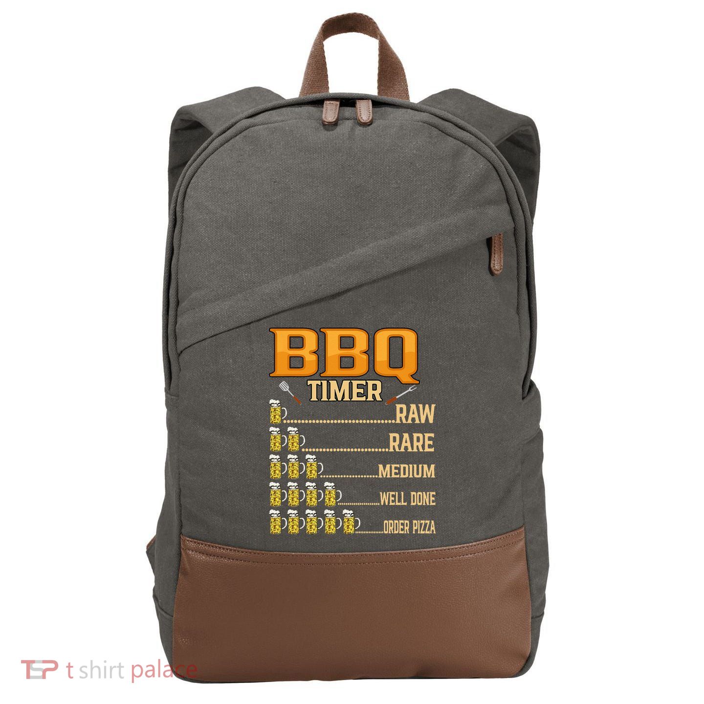 BBQ Timer Raw Rare Medium Well Done Grill Lovers Cotton Canvas Backpack