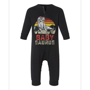 Babysaurus T Rex Dinosaur Baby Saurus Family Matching Infant Fleece One Piece