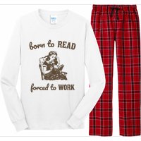 Born To Read Forced To Work Retro Graphic Long Sleeve Pajama Set