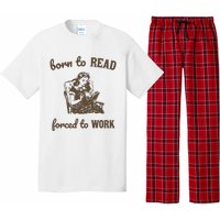 Born To Read Forced To Work Retro Graphic Pajama Set