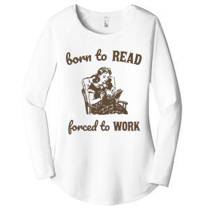 Born To Read Forced To Work Retro Graphic Women's Perfect Tri Tunic Long Sleeve Shirt