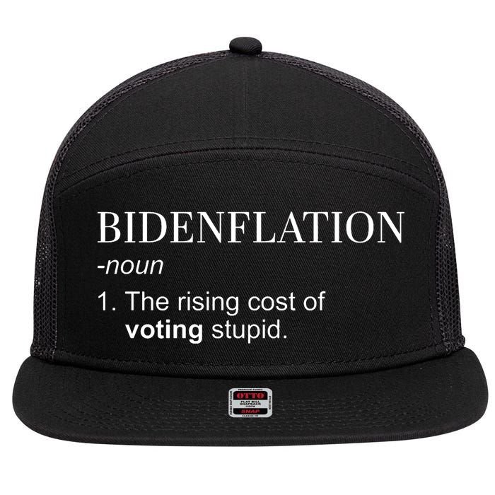 Bidenflation The Rising Cost Of Voting Stupid Biden Flation 7 Panel Mesh Trucker Snapback Hat