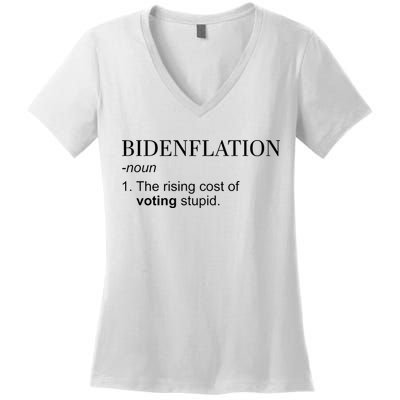 Bidenflation The Rising Cost Of Voting Stupid Biden Flation Women's V-Neck T-Shirt