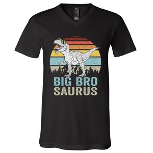 Bigbrosaurus T Rex Dino Big Bro Saurus Brother Dinosaur V-Neck T-Shirt