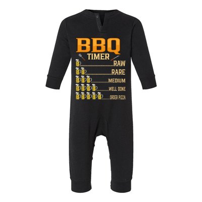 BBQ Timer Raw Rare Medium Well Done Grill Lovers Infant Fleece One Piece