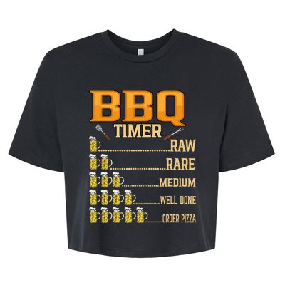 BBQ Timer Raw Rare Medium Well Done Grill Lovers Bella+Canvas Jersey Crop Tee