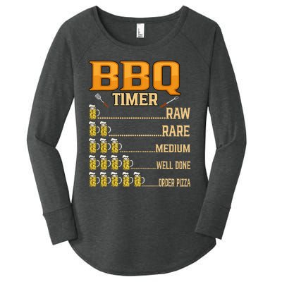 BBQ Timer Raw Rare Medium Well Done Grill Lovers Women's Perfect Tri Tunic Long Sleeve Shirt