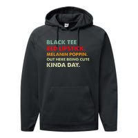 Black Tee Red Lipstick Melanin Poppin Out Here Being Cute Performance Fleece Hoodie