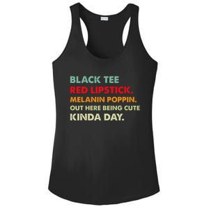 Black Tee Red Lipstick Melanin Poppin Out Here Being Cute Ladies PosiCharge Competitor Racerback Tank