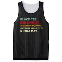 Black Tee Red Lipstick Melanin Poppin Out Here Being Cute Mesh Reversible Basketball Jersey Tank