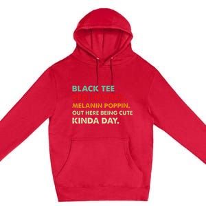 Black Tee Red Lipstick Melanin Poppin Out Here Being Cute Premium Pullover Hoodie