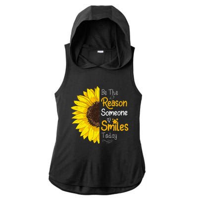 Be The Reason Someone Smiles Today Sunflower Inspirational Ladies PosiCharge Tri-Blend Wicking Draft Hoodie Tank