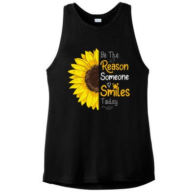 Be The Reason Someone Smiles Today Sunflower Inspirational Ladies PosiCharge Tri-Blend Wicking Tank