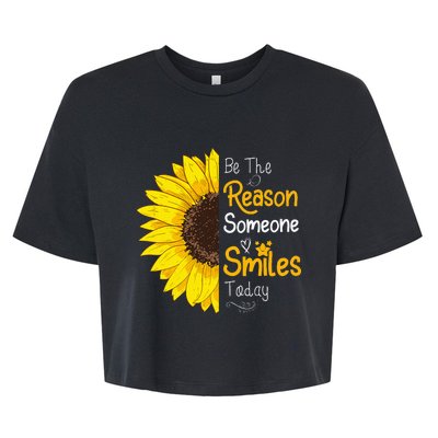 Be The Reason Someone Smiles Today Sunflower Inspirational Bella+Canvas Jersey Crop Tee