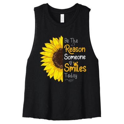 Be The Reason Someone Smiles Today Sunflower Inspirational Women's Racerback Cropped Tank