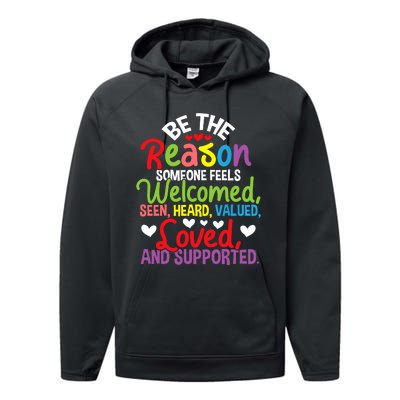 Be The Reason Someone Feels Loved Social Workers Performance Fleece Hoodie