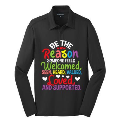 Be The Reason Someone Feels Loved Social Workers Silk Touch Performance Long Sleeve Polo