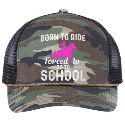 Born To Ride Forced To Go To School Funny Gift Retro Rope Trucker Hat Cap