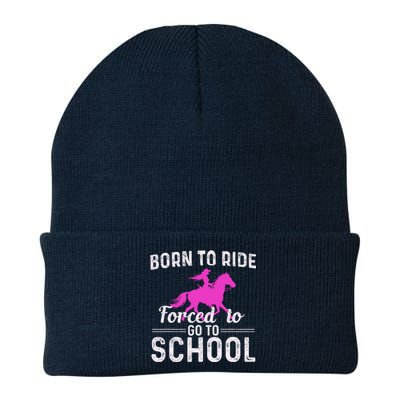 Born To Ride Forced To Go To School Funny Gift Knit Cap Winter Beanie