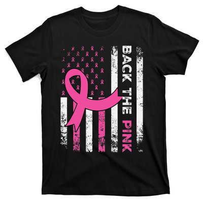 Back The Ribbon American Flag Breast Cancer Awareness T-Shirt