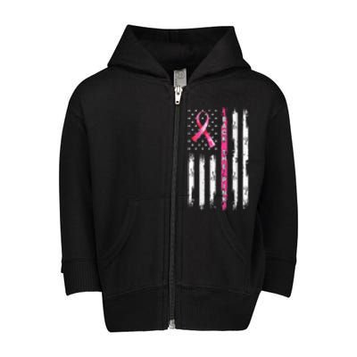 Back The Ribbon Breast Cancer Awareness Toddler Zip Fleece Hoodie