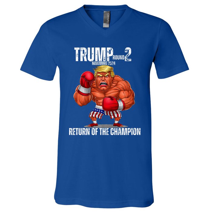 Boxe Trump Round 2 Return Of Trump Proud Trump Supporter V-Neck T-Shirt