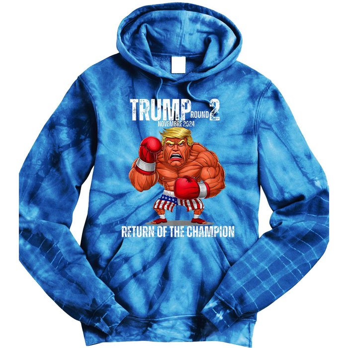 Boxe Trump Round 2 Return Of Trump Proud Trump Supporter Tie Dye Hoodie