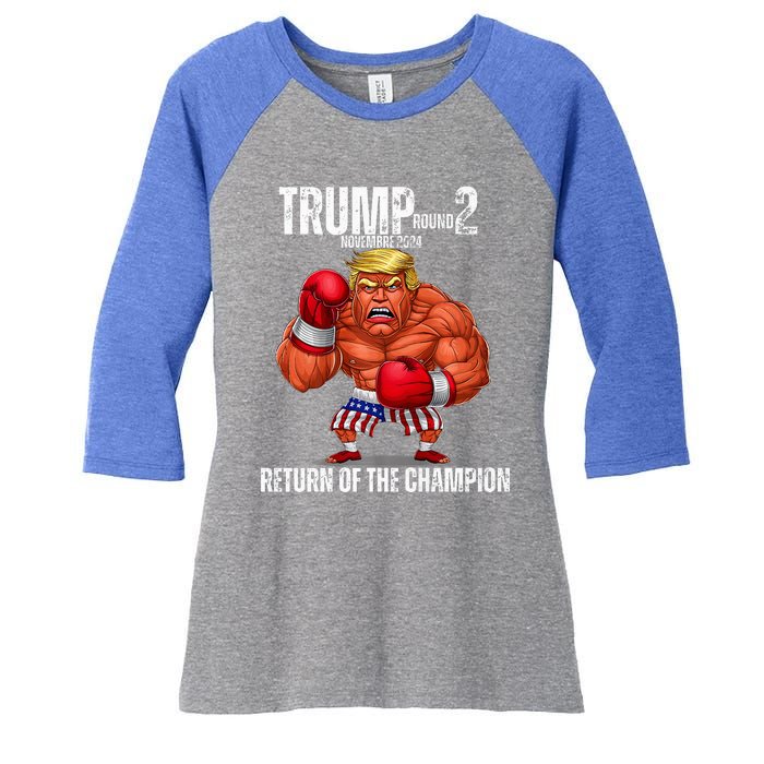 Boxe Trump Round 2 Return Of Trump Proud Trump Supporter Women's Tri-Blend 3/4-Sleeve Raglan Shirt